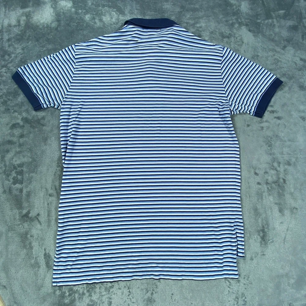 Vintage Polo Ralph Lauren Shirt Men M Blue Stripe Classic Fit Golf Preppy Casual